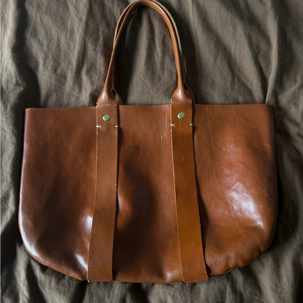 Brown Leather Tote Bag - “Tropezienne” CLARE V